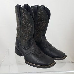 Ariat Black Sport Square Toe Leather Western Boots